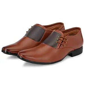 Designer Derby Napa Leatherette Tan Brown Lace-Ups Office Party Ethnic Wear Shoe Island Formal Shoes Shoe Island for Men (CLS994-AZ), Size 9 UK/India