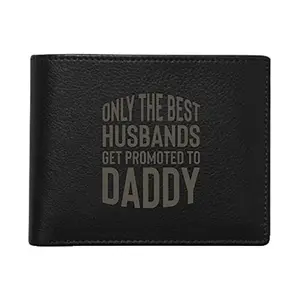 TheYaYaCafe Only The Best Husbands Get Promoted to Daddy Men's Leather Wallet - Voguish Black Fathers Day