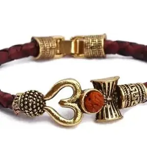 Trishul Damru OM Rudraksha Gold Plated Mahadev Mahakal Shiva Bhakt Bahubali Navaratri Special Kada Bracelet