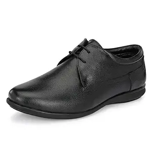 Auserio Men's Full Grain Leather Derby Lace Up Formal Shoes | Anti Skid Sole & Waxed Laces | Memory Foam Padded Insole | Shoes for Office & Parties | Black 6 UK (SSE 109)