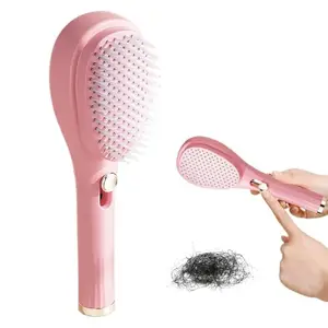 WITBER Retractable Hair Brush with Self-Cleaning Bristles - Ergonomic Handle, Anti-Static, Telescopic Design for All Hair Types and Wigs, One-Click Cleaning Hair Comb for Women and Men (MULTICOLOR) (PINK1)