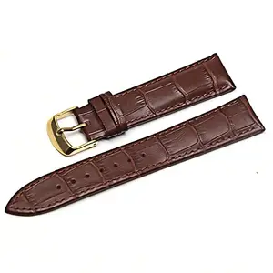 Ewatchaccessories 18mm Genuine Leather Brown Watch Band Strap for Men and Women | Comfortable and Durable Material | Yellow Buckle-B1
