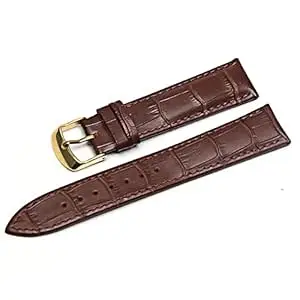 24mm Genuine Leather Watch Band Strap Fits BULOVA 96C121 Brown Yellow Buckle