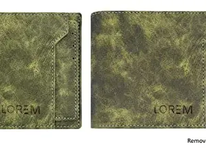 Lorem Green Removable Card Holder Bi-Fold Faux Leather 7 ATM Card Slots Wallet for Men WL16