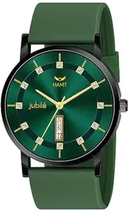 hamt Silicone Strap Day Date Display Dial Wrist Watch for Men | HT-GR318 (Green)