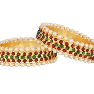 Bharatanatyam Kemp Stone Bangles Jewellery For Women Classic Elegance Bangle Temple Indian Jewelry (AD:0042) (2.4)
