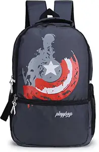 PLAYY BAGS Medium 25 L Laptop Backpack Captain America Waterproof Laptop Bag 25 L (GREY)