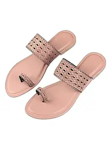 WalkTrendy Womens Synthetic Pink Open Toe Flats - 8 UK (Wtwf461_Pink_41)
