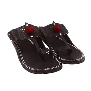 Footrendz Men Kolhapuri Chappal Black Soft | Comfortable | Stylish Chappal for men new model Slippers for men Flipflops for men Chappal for boys daily use SKMCH-3603BL (8)