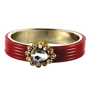 MAYA FASHION Red Stone Acrylic-Brass Bangle Elegant Extra Large Size Bangle | Perfect Fit for Plus Size banglesTrendy and Comfortable Fit for woman and girls | (Sku-ban1440)