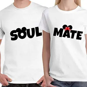 DreamBag LIMIT Fashion Store - Soulmate Unisex Love Couple Gift T-Shirts, Men-XL/Women-XS (White)