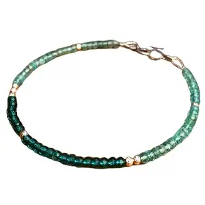 LKBEADS Apatite & Neon Blue Quartz bracelet with Rosegold clasp - 2-2.5mm Rondelle beads- Faceted Cut -7 Inch Bracelet– Healing, Fashion, Gift, Spiritual, Yoga|LK_STACK_06891