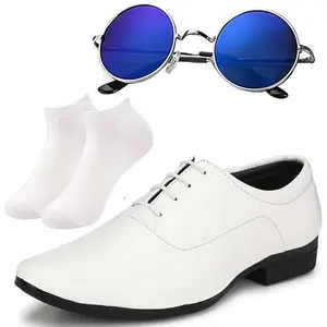 Vitoria Preferred l Men Black Lace Formal Shoes with White Socks & Round Blue/6