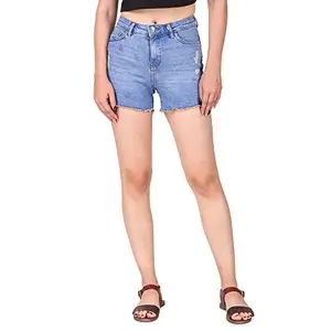 Trendy Modern Gorgeous Women Short Denim Hotpants (24, Blue)