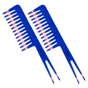 Vega Colouring Hair Comb, (India's No.1* Hair Comb Brand) For Men and Women,Blue, Pack of 2, (VC21270)