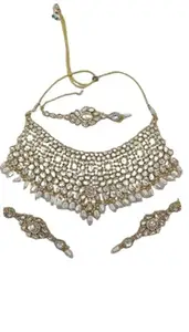 Adjustable Gold Plated Kundan Studded Necklace and Earring Set