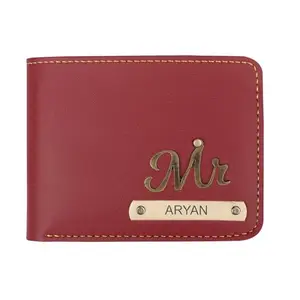 NAVYA ROYAL ART Customized Wallet Gifts for Men Leather Wallet for Men and Boys | Personalized Wallet with Name & Charm Purse (Red 02)