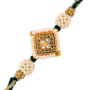VOYLLA Faux Pearls Embellished Thread Rakhi For Brother|Pack Of 1|Rakhi Special|