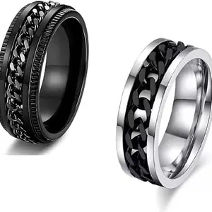 Lila Stainless Steel Titanium Plated Ring (BZR_HC334-ComboDudeRng&BlakDude(Sz-21))