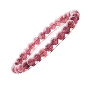 Divine Crystal Treasures Natural Pink Tourmaline Semi Precious Gemstone Bracelet, Crystal Stone 8mm Beads Bracelet