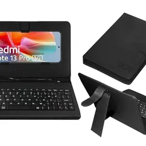 ACM Keyboard Case Compatible with Xiaomi Redmi Note 13 Pro Mobile Flip Cover Stand Direct Plug & Play Device for Study & Gaming Black