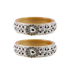 MAYA FASHION Cream stone Stud Acrylic-Brass Bangle Elegant Extra Large Size Bangle | Perfect Fit for Plus Size banglesTrendy and Comfortable Fit for woman and girls | (Sku-ban4590)