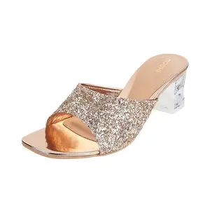 Mochi Women Rose Gold Ethnic/Partywear Block Heel Fashion Sandal UK/4 EU/37 (40-52)