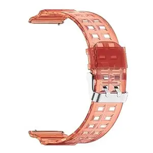 ACM Watch Strap Silicone Transparent Design 20mm compatible with Crossbeats Trak 2020 Smartwatch Classy Band Orange