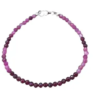 LKBEADS Garnet & Pink Tourmaline bracelet with Silver clasp - 3-3.5mm Round beads- Faceted Cut -7 Inch Bracelet– Healing, Fashion, Gift, Spiritual, Yoga|LK_STACK_07673
