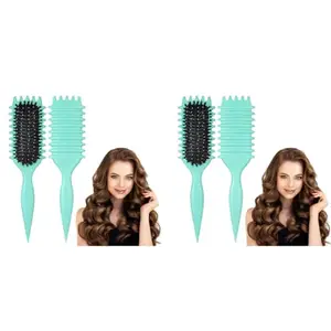 MAYCREATE Hair Brush for Women Paddle Comb Girls Curl Defining Styling Nylon Bristles Massage Air Cushion for Home Salon Combing Shaping 2 PCS