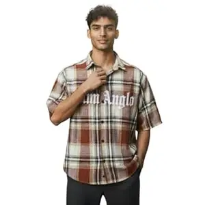 WytFox Mens Boys Mixed Color I Large Buffalo Checked Plaid Flannel Drop Shoulder Shirt I Spread Collar I Short Sleeve I Jute Cotton I Urban & Streetwear