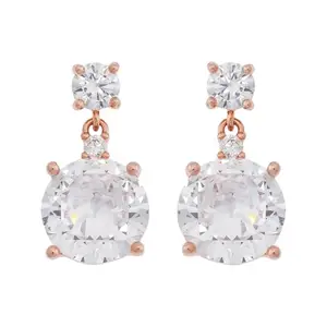 Kushal's Fashion Jewellery White Rose Gold Plated Casual Trendy Zircon Earring - 429044