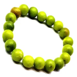 RRJEWELZ Natural Green Jade Round Shape Smooth Cut 10mm Beads 7.5 inch Stretchable Bracelet for Healing, Meditation, Prosperity, Good Luck | STBR_03819