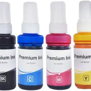 Ink for Epson L100, L110, L130, L200, L210, L220, L300, L385, L455,L310 Black + Tri Color Combo Pack Ink Bottle