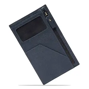 LOUIS STITCH Mens Grey Italian Saffiano Leather Passport Holder RFID Blocking Multiple Card Slots Handmade Premium Slim Wallets Unisex (PHCZGY_GE)