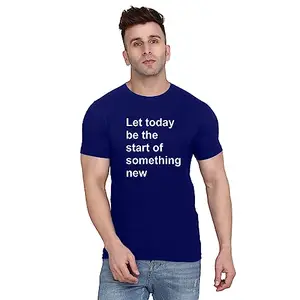 ALLEN BLACK Men's Round Neck T-Shirt, (AB_ T-Shirt_ S_8178_BZR) Navy Blue