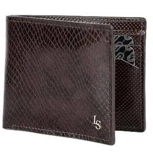 LOUIS STITCH Brown Spanish Leather Wallet for Men | Bifold Wallet Purse with 3 Card Slots, 2 Cash Compartment and ID Window | RFID Protected Genuine Leather Minimalist Slim Purse (LSWL-01-SNDTBB-100)