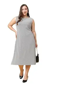 CURVY LANE Plus Size Midi Dress for Women | Grey Shimmer Dress