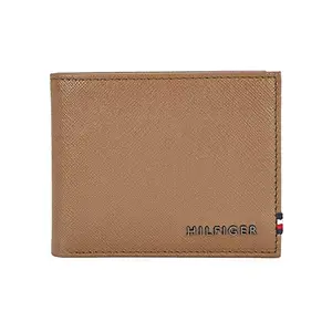 Tommy Hilfiger Sawyer Leather Global Coin Wallet for Men - Tan, 4 Card Slots