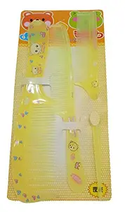 Glavon's Latest Gift Fashionable Printed Comb Set for Ashtami Puja/Navratri [ Yellow]+ Free Complementry 12 Pcs Velvet Elastic Hair Bands Scrunchies for Women (Black)- [ Spl Kanjak Pack of 15 Set ]
