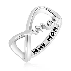 Mahi Rhodium Plated Mother's Day Special Love Mom Ring For Women FR1100631R12