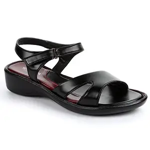 Liberty Senorita 345-07 Sandal For Women With PU Sole | PVC Outsole | Stylish & Comfortable | Durable Summer Footwear for Outdoor/Indoor - Ideal for Everyday Wear (Black - 37 EU)