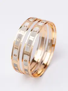 Zeraki Jewels Gold Plated Designer Bangle for women | Trendy Bangle Set Of 2 Jewellery For Women & Girls, Size- 6