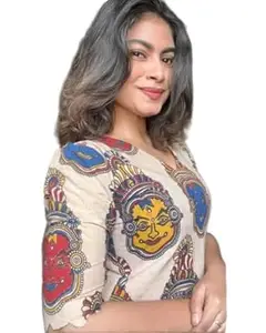 MS VHCK ENTERPRISE Women Printed, Tribal, Kalamkari, Abstract Khadi Cotton Kurti.