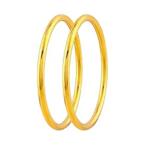 Traditional Gold-Plated Bangles Set, 24K Plated Kadli Kangan Jewellery, 2 Pieces, Women's Aesthetic Chudiyan (2.4)