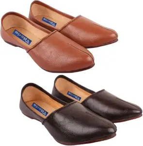 Vitoria Mojaris for Men | Shoes for Men with PU Sole | Comfortable & Lightweight |Durable & Trendy Design | Color : Brown-Tan | Size : 9, VTR_6001JalsaBrwn_Tan_2J_9