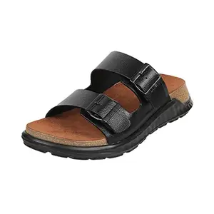 Metro Men Black Casual Comfort Slipper | Chappal UK/9 EU/43