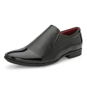 Centrino Men Glossy Formal Shoes |Slip on Design with Cushioned Insole for Comfort |Craftsmanship for All-Day Elegance Black