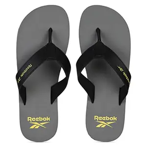 Reebok Men ARUBA FLIP PRO SWIM SLIDES FLAT GREY-BLACK-SEMI SOLAR YELLOW 11