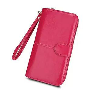 SYGA PU Leather Hand Grip Wallet for Women, Pink